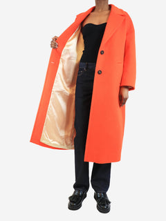Blood orange single-breasted cocoon coat - size UK 6 Coats & Jackets Golden Goose 