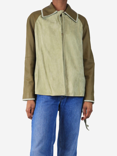Green suede and leather jacket - size UK 6 Coats & Jackets Loewe 