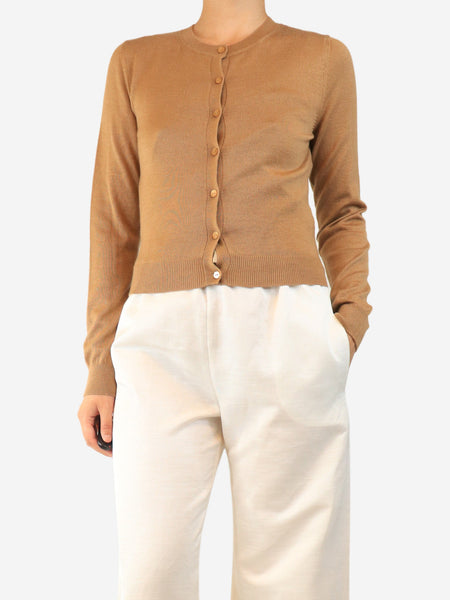Brown fine knit cardigan - size M product image
