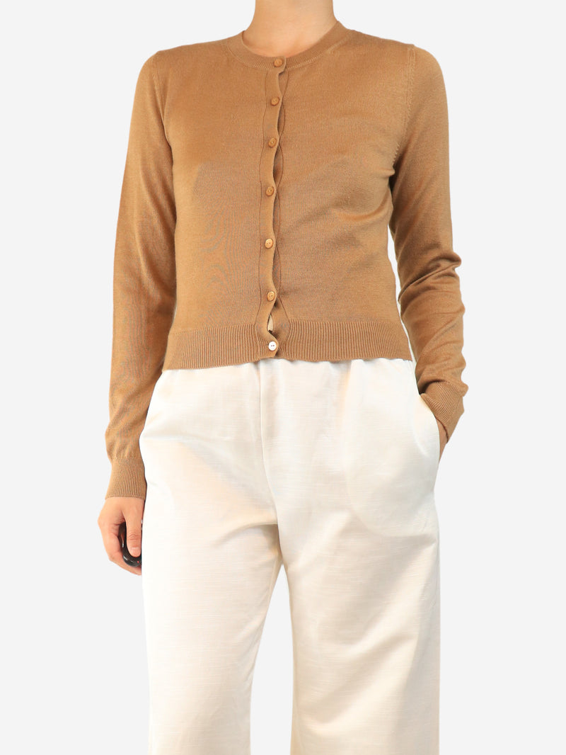 Brown fine knit cardigan - size M