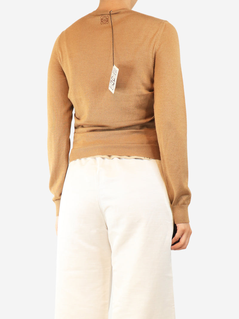 Brown fine knit cardigan - size M