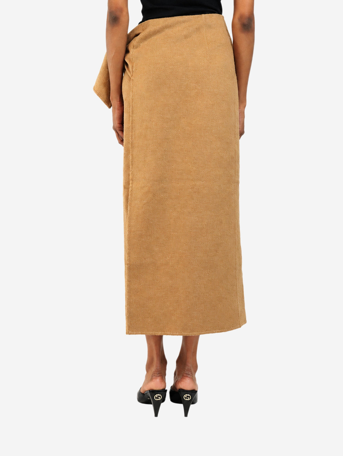 Camel tie-up front midi skirt - size UK 6 Skirts Max Mara 