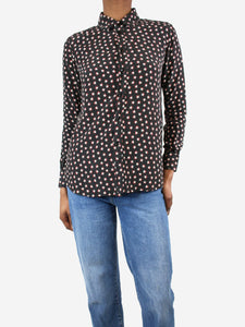 Saint Laurent Black star-printed silk shirt - size UK 12