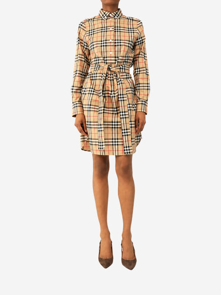 Neutral check shirt dress - size UK 6 product image