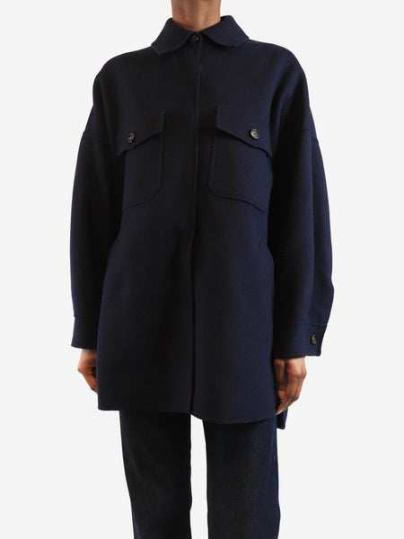 Navy oversized wool-blend coat - size UK 6 product image