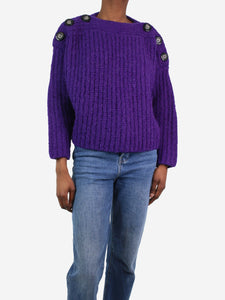 Isabel Marant Purple ribbed wool-blend jumper - size FR 34