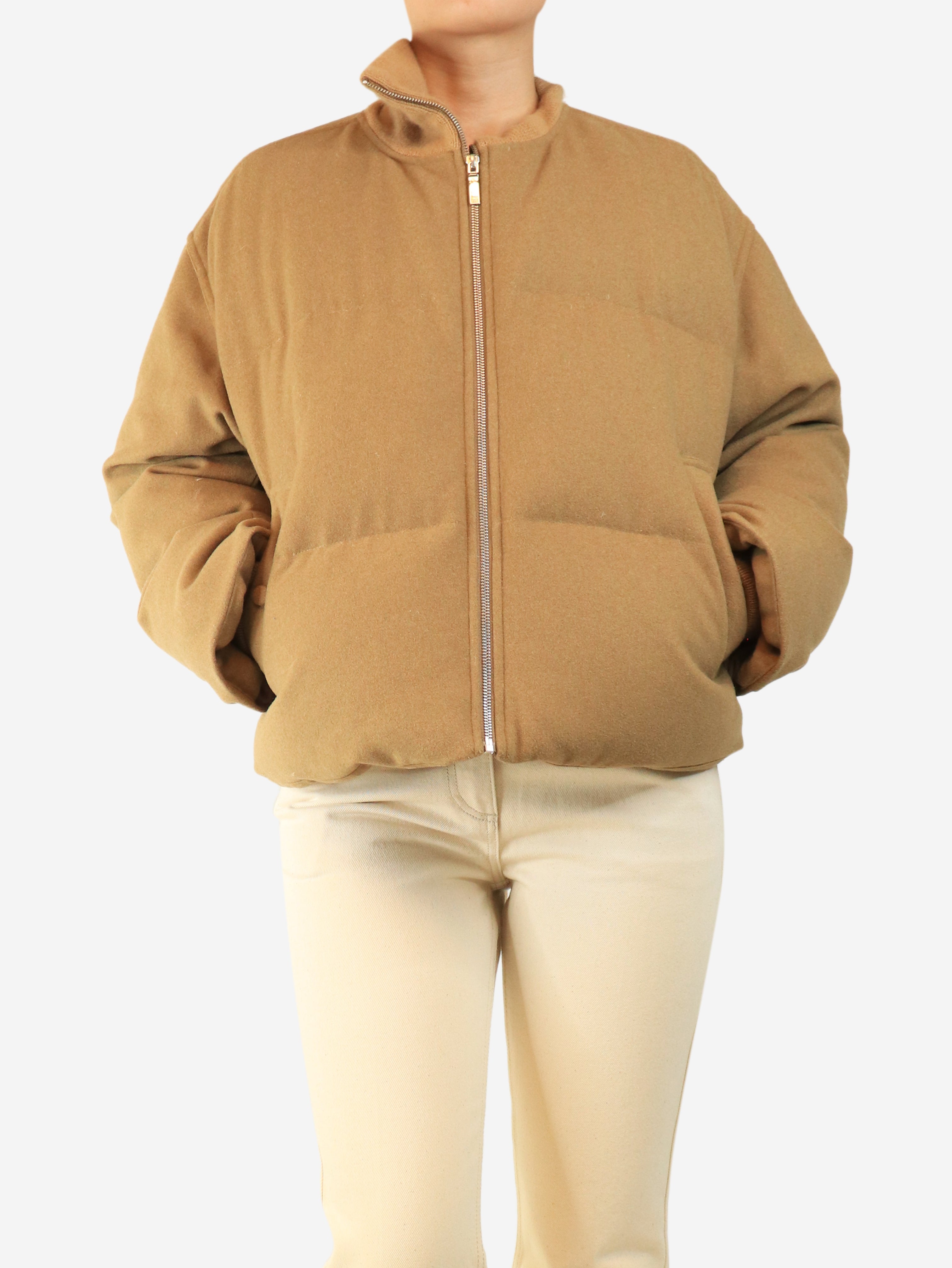 Brown wool puffer jacket - size M