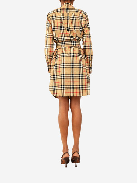 Neutral check shirt dress - size UK 6 alternate image