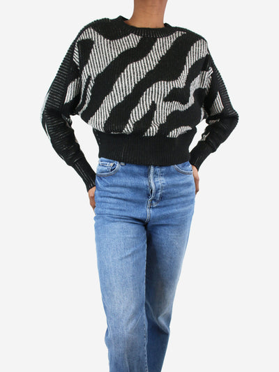 Black padded-shoulder patterned jumper - size XS Knitwear Iro 