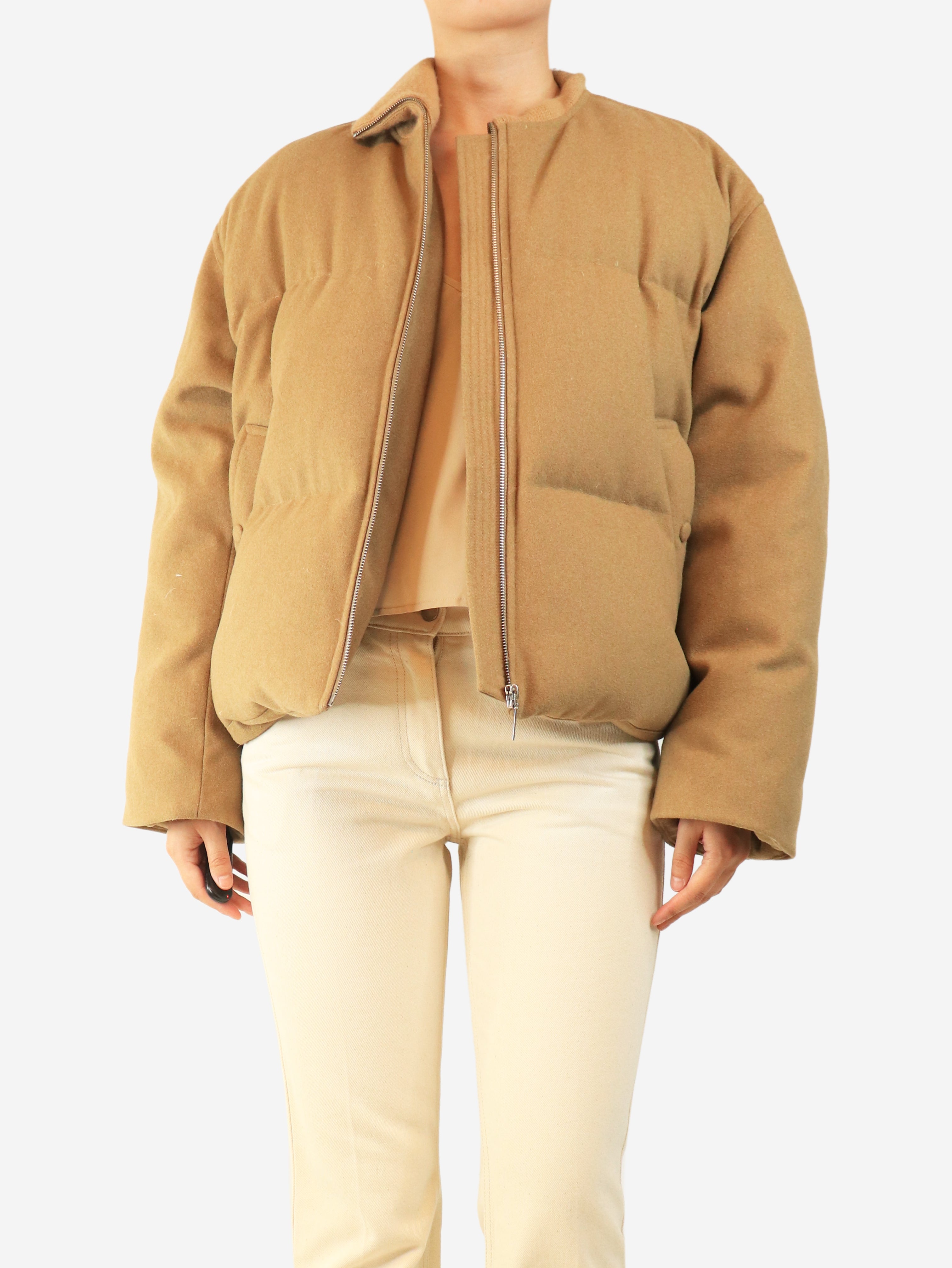 Brown wool puffer jacket - size M