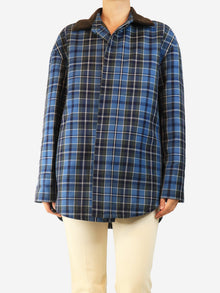 Loewe Blue oversized check shacket - size UK 10 Coats & Jackets Loewe 