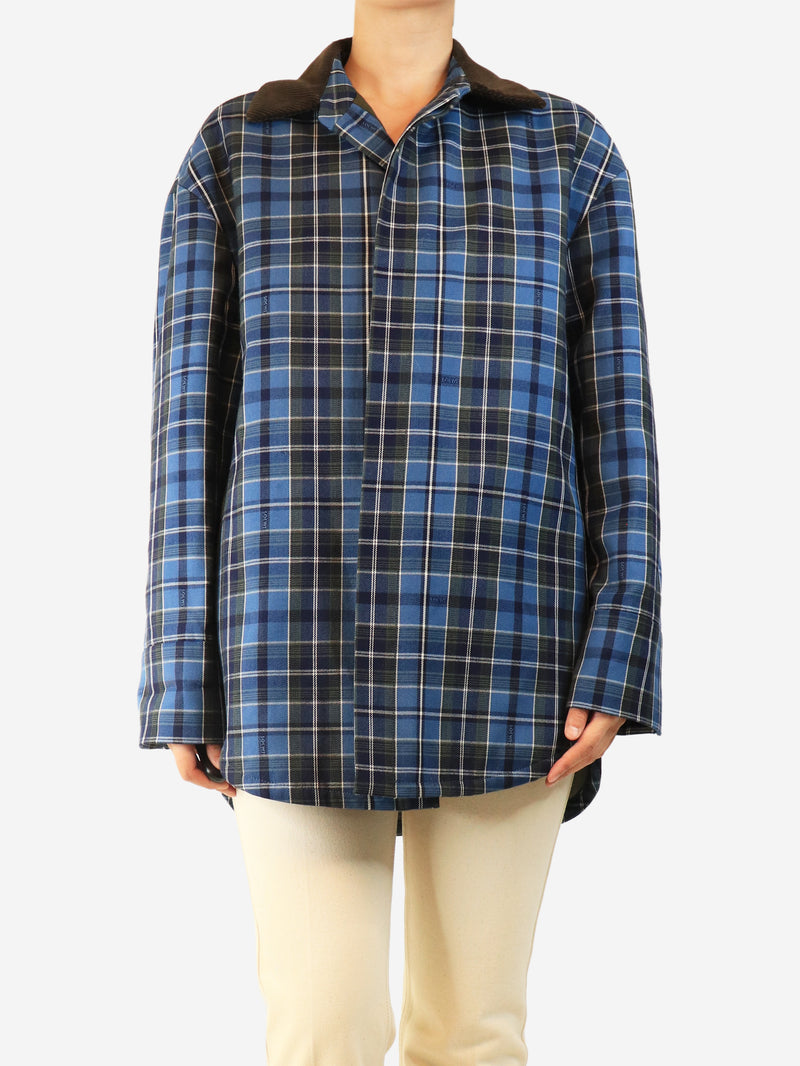 Loewe Blue oversized check shacket - size UK 10