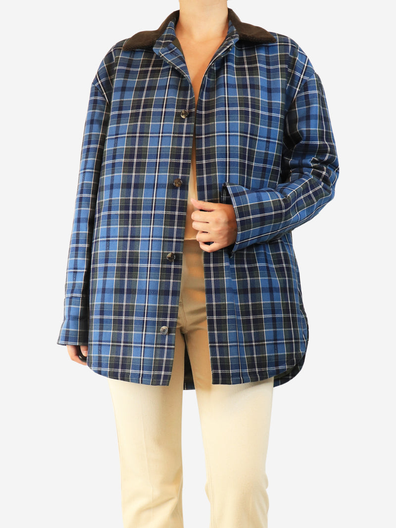 Loewe Blue oversized check shacket - size UK 10