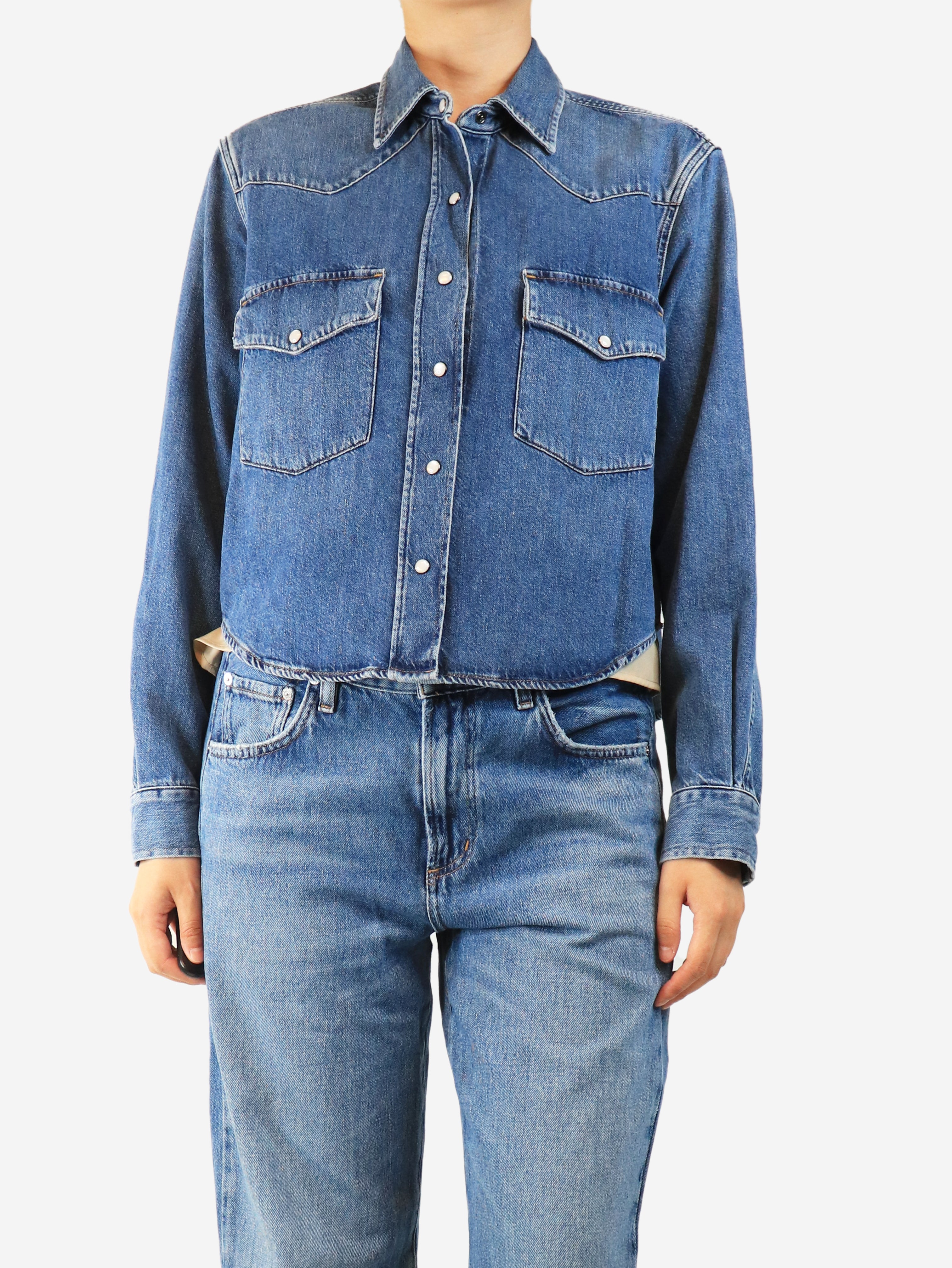 Blue cropped denim jacket - size S