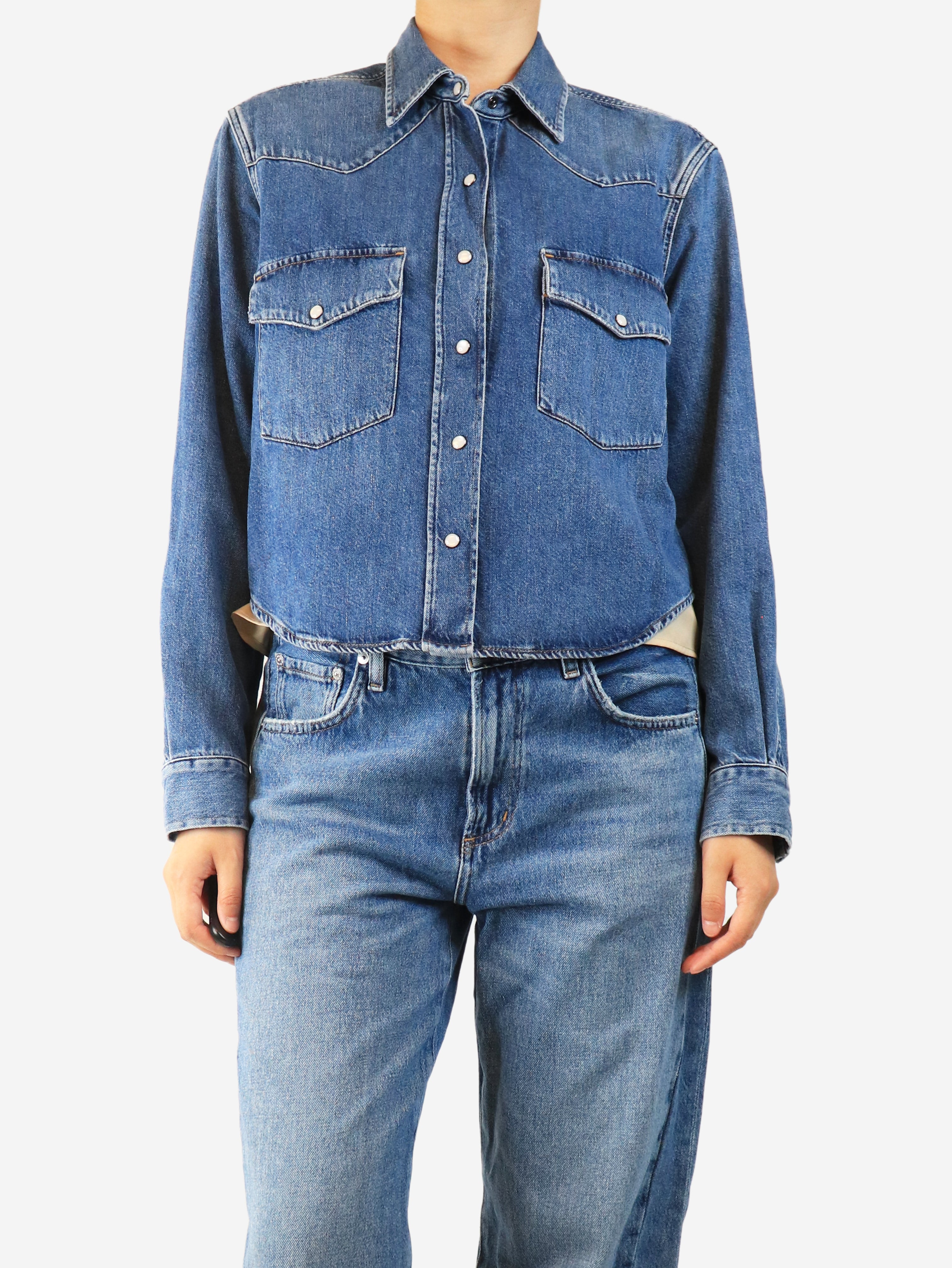 Blue cropped denim jacket - size S