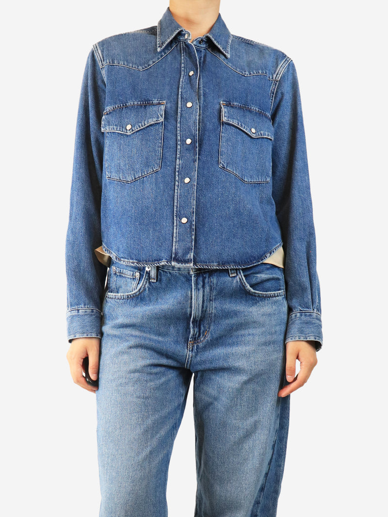 Blue cropped denim jacket - size S