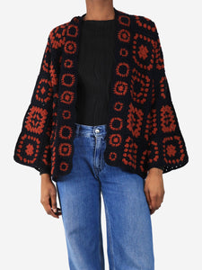 By Marie Navy blue crochet knit cardigan - One size