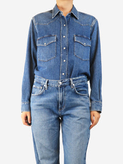 Blue cropped denim jacket - size S