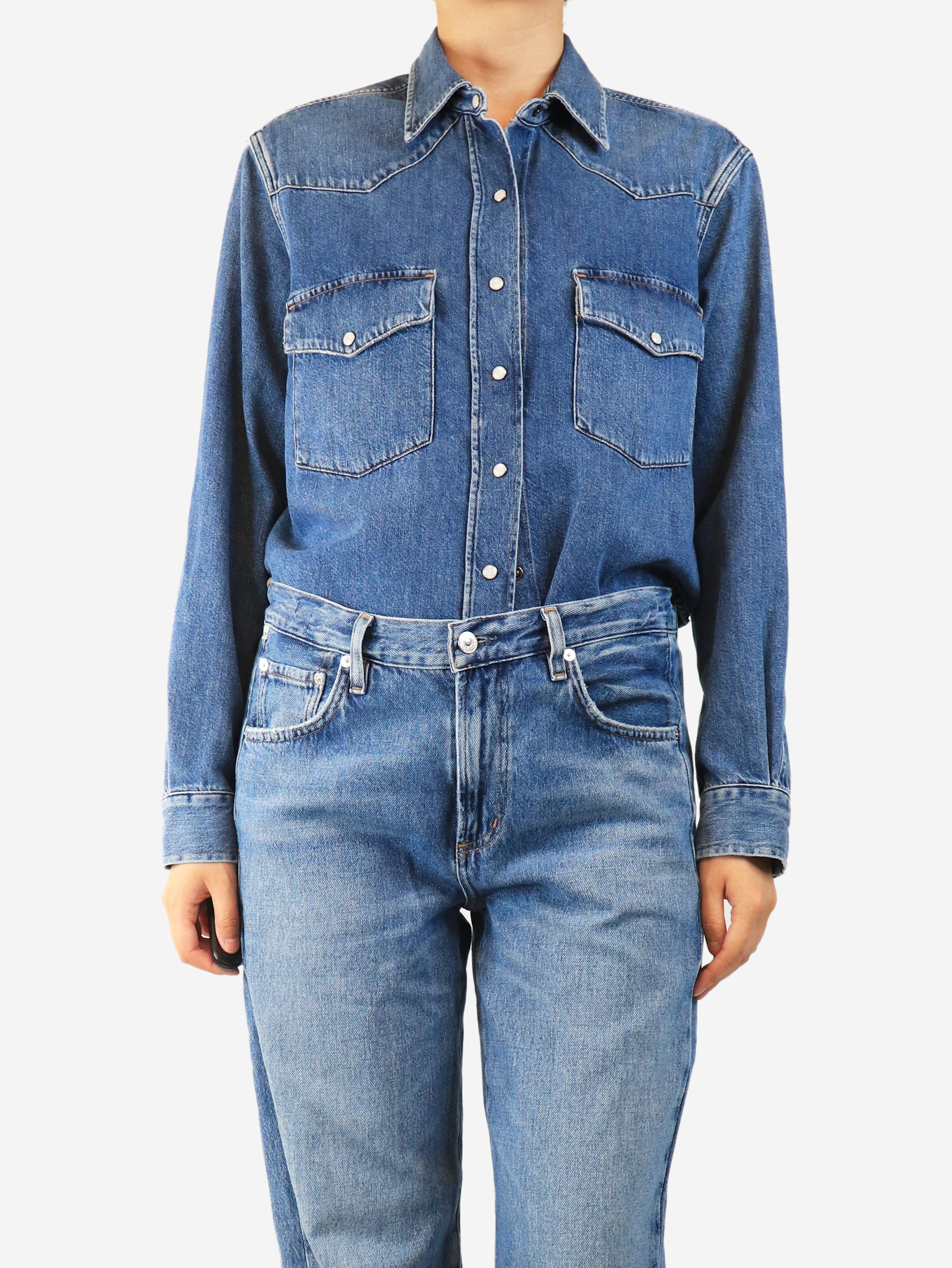 Blue cropped denim jacket - size S