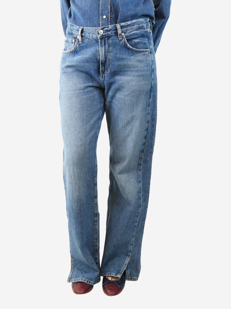 Blue wide-leg jeans - size UK 10