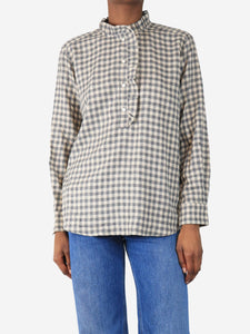 Hartford Neutral gingham blouse - size UK 8