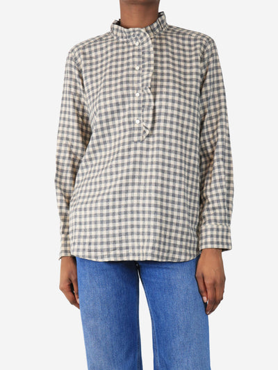 Neutral gingham blouse - size UK 8 Tops Hartford 