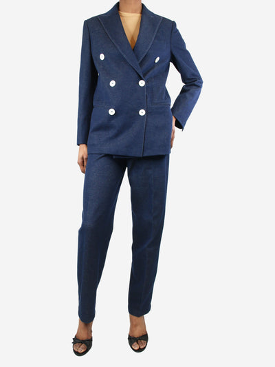 Blue double-breasted denim blazer and high-rise trousers set - size UK 6 Coats & Jackets Max Mara 