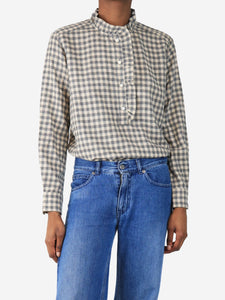 Hartford Neutral gingham blouse - size UK 8