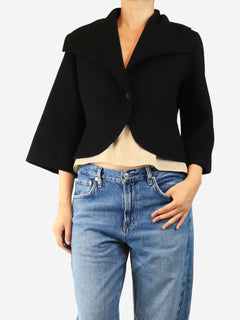 Black cashmere short coat - size UK 12