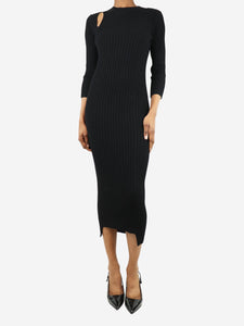 Joseph Black long-sleeved ribbed knit maxi dress - size UK 6