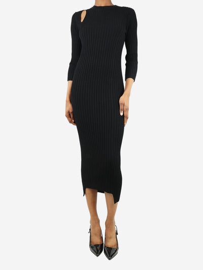 Black long-sleeved ribbed knit maxi dress - size UK 6 Dresses Joseph 