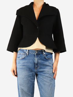 Black cashmere short coat - size UK 12