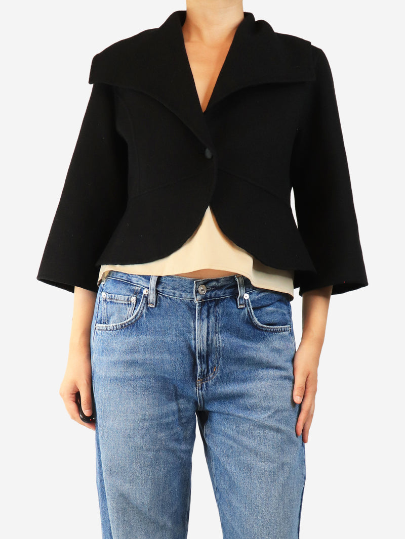 Black cashmere short coat - size UK 12