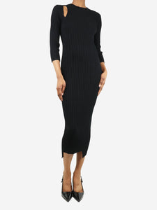 Joseph Black long-sleeved ribbed knit maxi dress - size UK 6