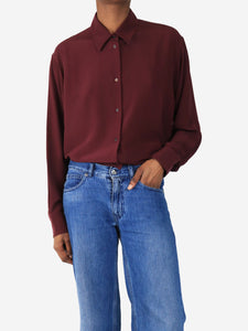 Indress Burgundy silk blouse - size UK 6