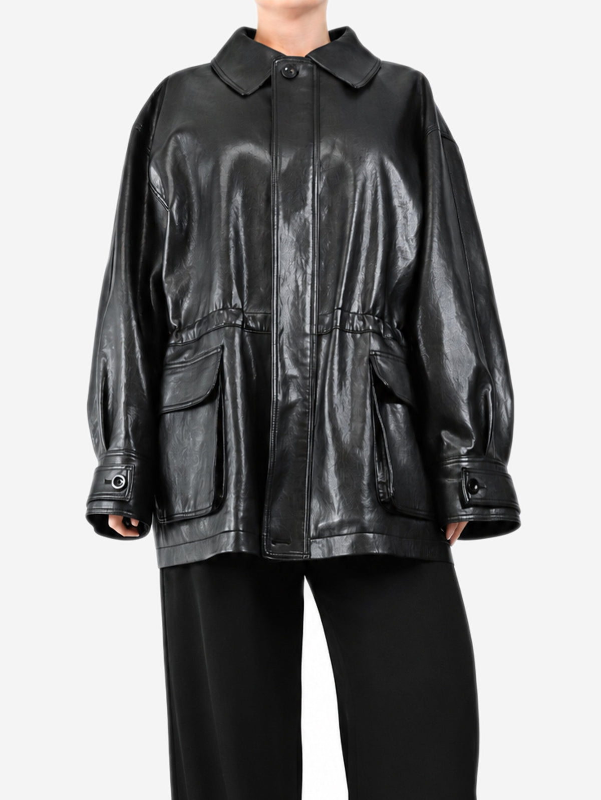 Black faux-leather jacket - size L Coats & Jackets The Frankie Shop 