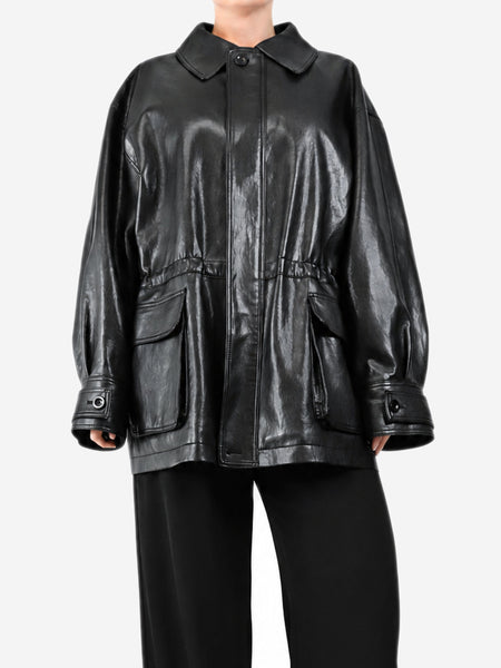 Black faux-leather jacket - size L product image