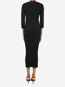 Joseph Black long-sleeved ribbed knit maxi dress - size UK 6