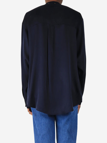 Navy blue silk blouse - size UK 8 alternate image