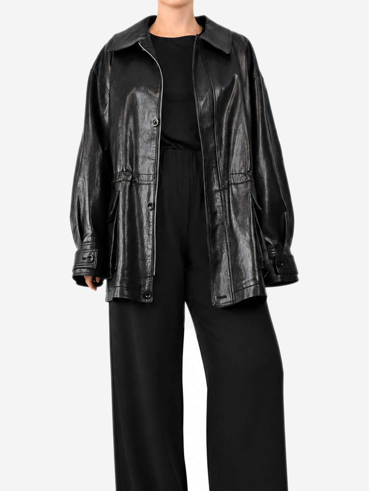 Black faux-leather jacket - size L Coats & Jackets The Frankie Shop 