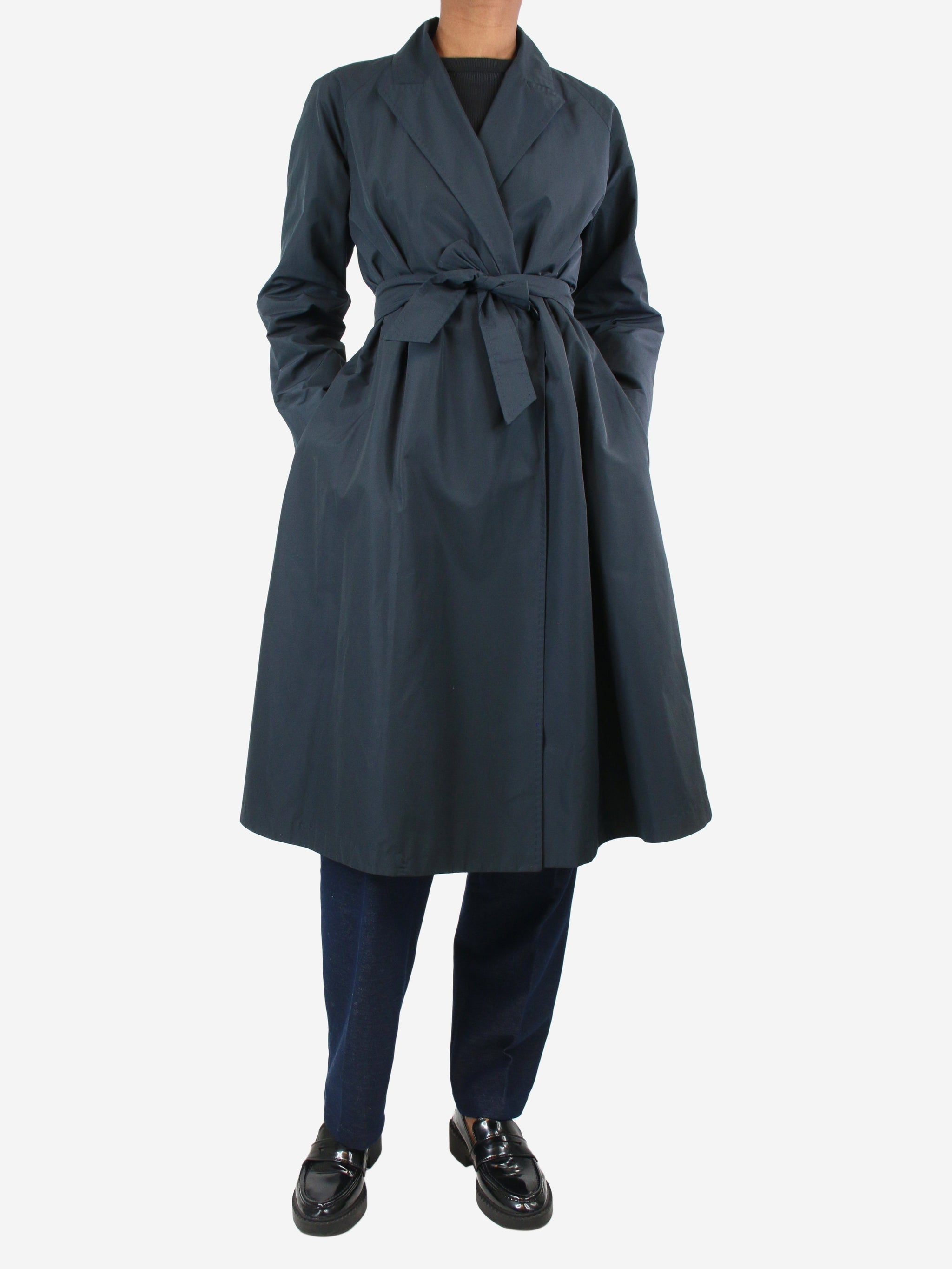 Max Mara pre-owned dark blue belted trench coat | Sign of the Times
