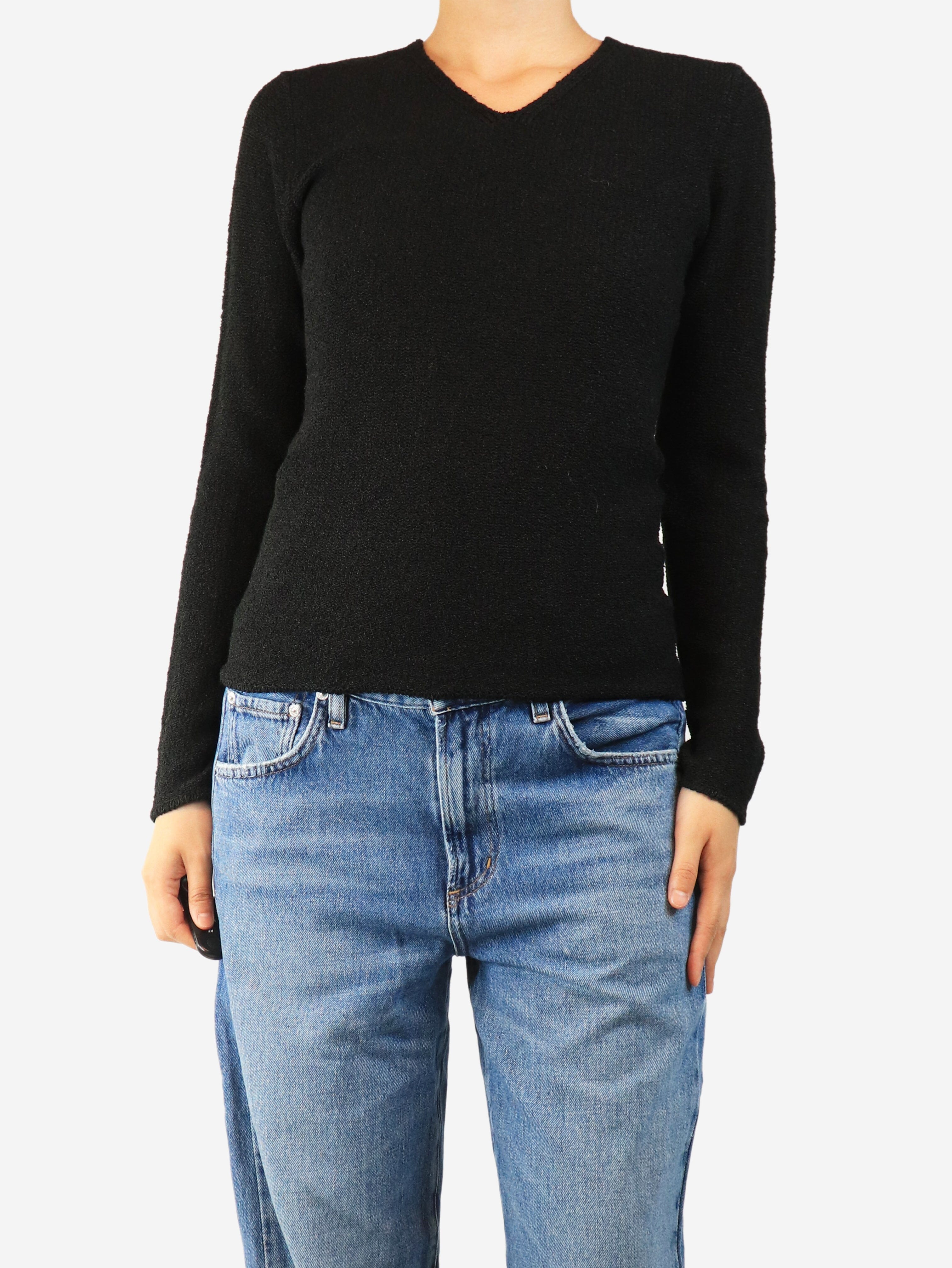 Black v-neck textured top - size S Knitwear Toteme 