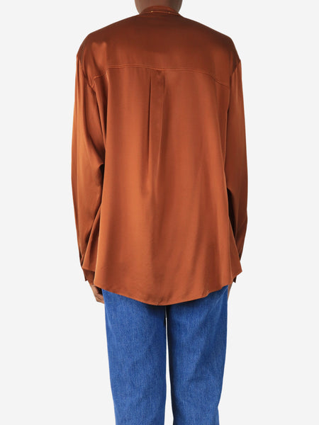 Brown silk blouse - size UK 8 alternate image