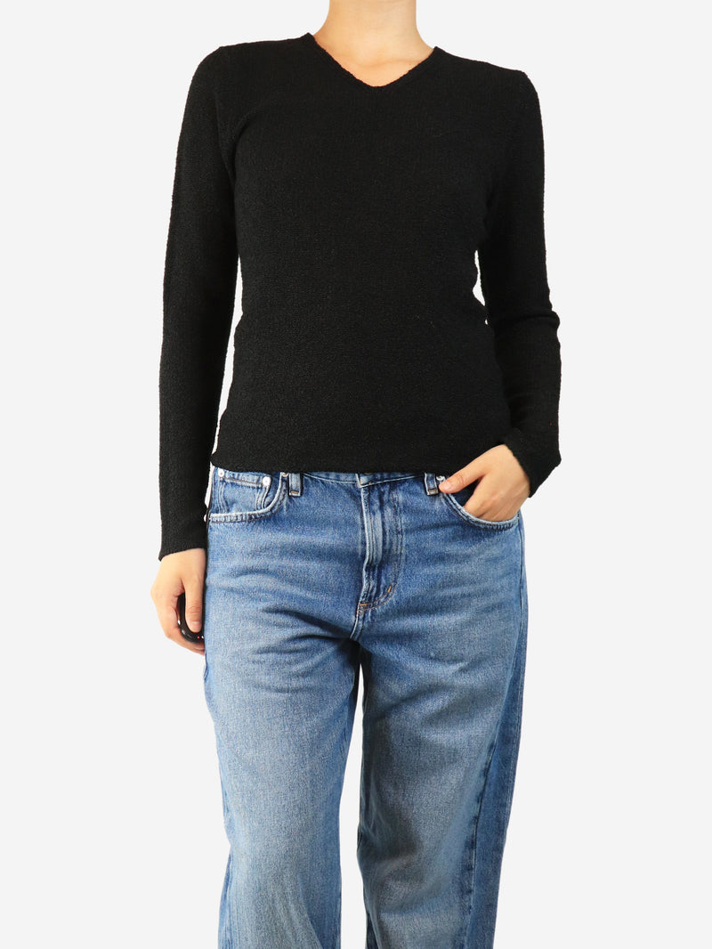 Black v-neck textured top - size S Knitwear Toteme 