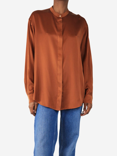 Brown silk blouse - size UK 8 product image