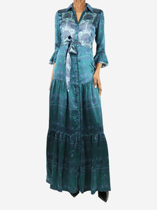 Beulah Green silk maxi printed dress - size UK 6