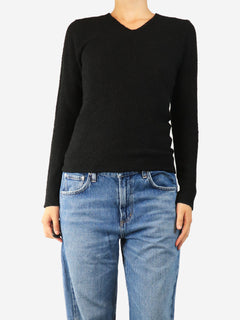 Black v-neck textured top - size S Knitwear Toteme 