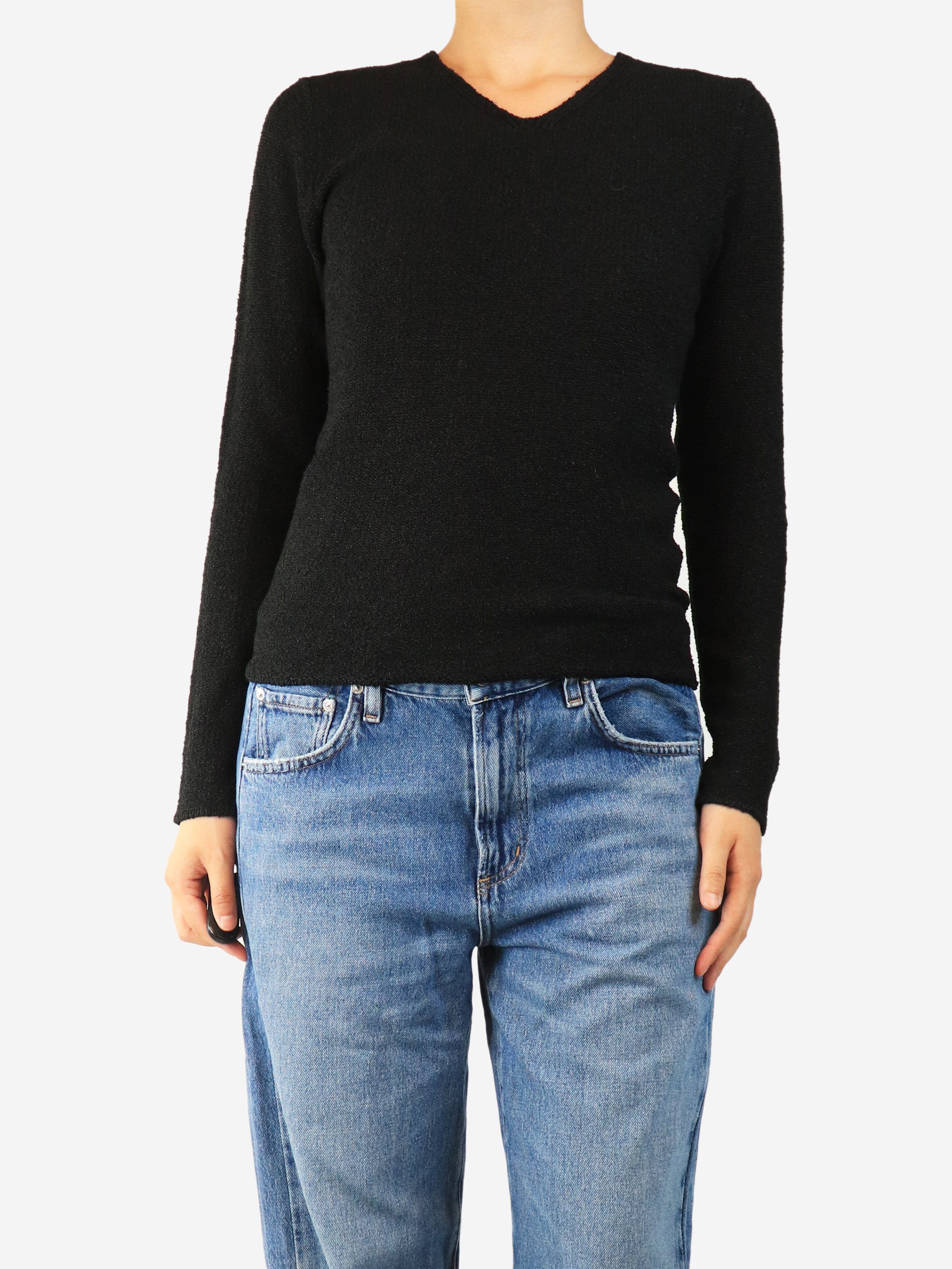Black v-neck textured top - size S Knitwear Toteme 