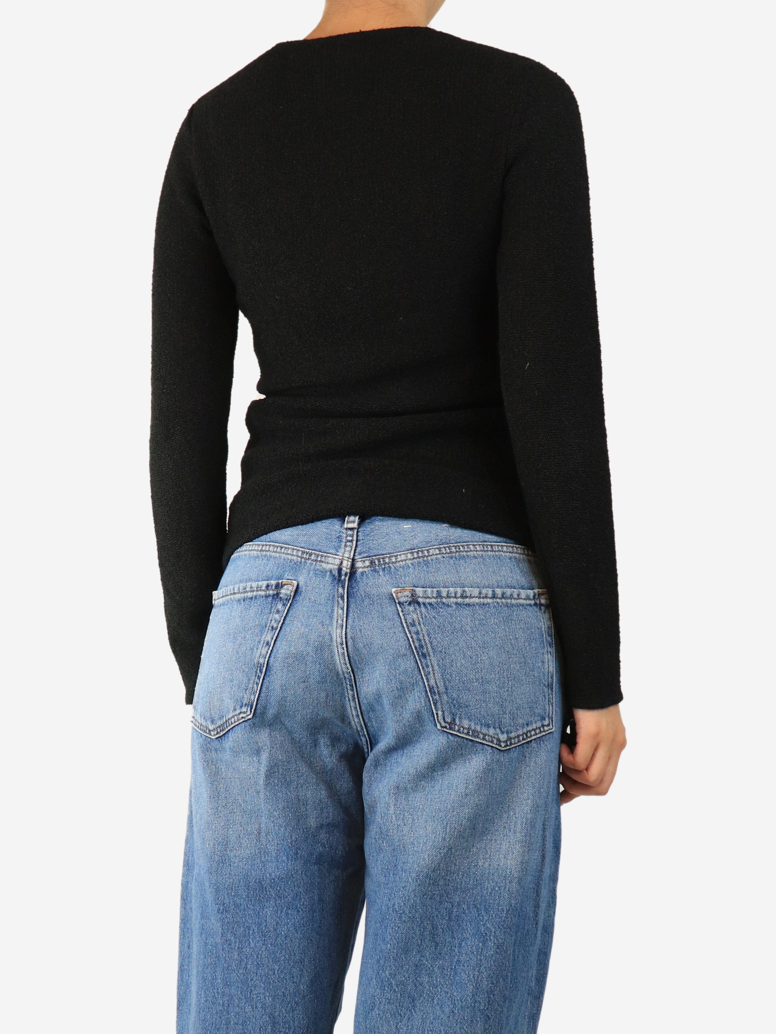 Black v-neck textured top - size S Knitwear Toteme 