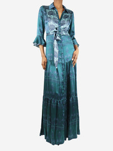 Beulah Green silk maxi printed dress - size UK 6